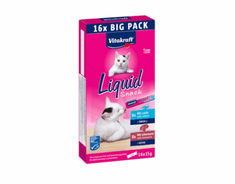 Vitakraft Cat Liquid Snack Multipack Zalm & Leverworst 16 x 15 gr